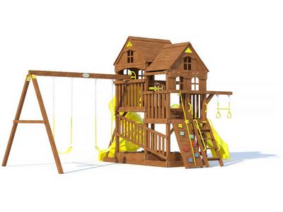 Детская площадка из дерева Пейзаж 6 с трубой и спуском